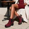 image:imageDREAM PAIRS Womens High Chunky Heel Chelsea Ankle Boots Slip On Elastic Fall Heeled Booties ShoesBurgundy