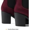 image:imageDREAM PAIRS Womens High Chunky Heel Chelsea Ankle Boots Slip On Elastic Fall Heeled Booties ShoesBurgundy