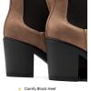 image:imageDREAM PAIRS Womens High Chunky Heel Chelsea Ankle Boots Slip On Elastic Fall Heeled Booties ShoesCamelPu