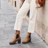image:imageDREAM PAIRS Womens High Chunky Heel Chelsea Ankle Boots Slip On Elastic Fall Heeled Booties ShoesCamelPu