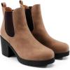 image:imageDREAM PAIRS Womens High Chunky Heel Chelsea Ankle Boots Slip On Elastic Fall Heeled Booties ShoesCamelPu