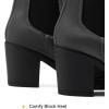 image:imageDREAM PAIRS Womens High Chunky Heel Chelsea Ankle Boots Slip On Elastic Fall Heeled Booties ShoesGrey