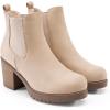 image:imageDREAM PAIRS Womens High Chunky Heel Chelsea Ankle Boots Slip On Elastic Fall Heeled Booties ShoesNudesuede