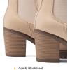 image:imageDREAM PAIRS Womens High Chunky Heel Chelsea Ankle Boots Slip On Elastic Fall Heeled Booties ShoesNudesuede