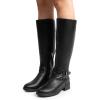 image:imageDREAM PAIRS Womens Knee High Boots Buckle Riding BootsBlacku