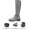 image:imageDREAM PAIRS Womens Knee High Boots Buckle Riding BootsGrey