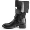 image:imageDREAM PAIRS Womens Knee High Boots Comfortable Elastic Knit Fabric Chunky Block Heel Round Toe Side Zipper Riding Biker Motorcycle Buckle BootsSize 85BLACKFABRICUTAH1