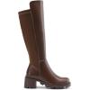 image:imageDREAM PAIRS Womens Knee High Boots Comfortable Platform Round Toe Stretch Boots for WomenLight Brown