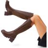 image:imageDREAM PAIRS Womens Knee High Boots Comfortable Platform Round Toe Stretch Boots for WomenLight Brown