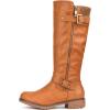 image:imageDREAM PAIRS Womens Knee High Boots Comfortable Riding Boots Side Zipper Fall Boots with BuckleCamel
