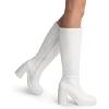 image:imageDREAM PAIRS Womens Knee High Boots Square Toe Chunky Block Heel Side Zipper Platform Gogo BootsWhite