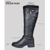 image:imageDREAM PAIRS Womens Knee High Boots Wide Calf Low Heel Riding Boots Fall Tall Boots for WomenKhakiwidet