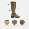 image:imageDREAM PAIRS Womens Knee High Boots Wide Calf Low Heel Riding Boots Fall Tall Boots for WomenKhakiwidet
