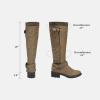 image:imageDREAM PAIRS Womens Knee High Boots Wide Calf Low Heel Riding Boots Fall Tall Boots for WomenKhakiwidet