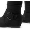 image:imageDREAM PAIRS Womens Knee High Low Hidden Wedge Boots Suede Faux Fur Lining Side Zipper Knee High Buckle BootsBlackSuede