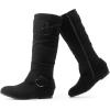 image:imageDREAM PAIRS Womens Knee High Low Hidden Wedge Boots Suede Faux Fur Lining Side Zipper Knee High Buckle BootsBlackSuede