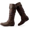 image:imageDREAM PAIRS Womens Knee High Low Hidden Wedge Boots Suede Faux Fur Lining Side Zipper Knee High Buckle BootsBrown