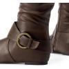 image:imageDREAM PAIRS Womens Knee High Low Hidden Wedge Boots Suede Faux Fur Lining Side Zipper Knee High Buckle BootsBrown