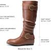 image:imageDREAM PAIRS Womens Knee High Low Hidden Wedge Boots Suede Faux Fur Lining Side Zipper Knee High Buckle BootsLight Brown