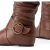 image:imageDREAM PAIRS Womens Knee High Low Hidden Wedge Boots Suede Faux Fur Lining Side Zipper Knee High Buckle BootsLight Brown