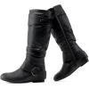 image:imageDREAM PAIRS Womens Knee High Low Hidden Wedge Boots Suede Faux Fur Lining Side Zipper Knee High Buckle BootsUrablack
