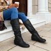 image:imageDREAM PAIRS Womens Knee High Low Hidden Wedge Boots Suede Faux Fur Lining Side Zipper Knee High Buckle BootsUrablack