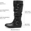 image:imageDREAM PAIRS Womens Knee High Low Hidden Wedge Boots Suede Faux Fur Lining Side Zipper Knee High Buckle BootsUrablack