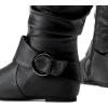 image:imageDREAM PAIRS Womens Knee High Low Hidden Wedge Boots Suede Faux Fur Lining Side Zipper Knee High Buckle BootsUrablack