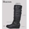image:imageDREAM PAIRS Womens Knee High Low Hidden Wedge Boots Suede Faux Fur Lining Side Zipper Knee High Buckle BootsUragrey Suede
