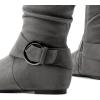image:imageDREAM PAIRS Womens Knee High Low Hidden Wedge Boots Suede Faux Fur Lining Side Zipper Knee High Buckle BootsUragrey Suede