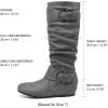 image:imageDREAM PAIRS Womens Knee High Low Hidden Wedge Boots Suede Faux Fur Lining Side Zipper Knee High Buckle BootsUragrey Suede