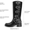 image:imageDREAM PAIRS Womens Knee High Riding Boots Side Zipper Motorcycle Boots Square Toe Chunky Heel Fashion Buckles Biker BootsBlack1