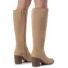 image:imageDREAM PAIRS Womens KneeHigh Boots Comfortable Chunky Block Heel Pointed Toe Pull On Side Zipper Suede Slouch Riding BootsApricot