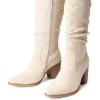 image:imageDREAM PAIRS Womens KneeHigh Boots Comfortable Chunky Block Heel Pointed Toe Pull On Side Zipper Suede Slouch Riding BootsBeige