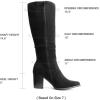 image:imageDREAM PAIRS Womens KneeHigh Boots Comfortable Chunky Block Heel Pointed Toe Pull On Side Zipper Suede Slouch Riding BootsBlack