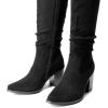 image:imageDREAM PAIRS Womens KneeHigh Boots Comfortable Chunky Block Heel Pointed Toe Pull On Side Zipper Suede Slouch Riding BootsBlack