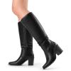 image:imageDREAM PAIRS Womens KneeHigh Boots Comfortable Chunky Block Heel Pointed Toe Pull On Side Zipper Suede Slouch Riding BootsBlackpu