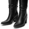image:imageDREAM PAIRS Womens KneeHigh Boots Comfortable Chunky Block Heel Pointed Toe Pull On Side Zipper Suede Slouch Riding BootsBlackpu