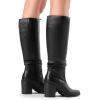 image:imageDREAM PAIRS Womens KneeHigh Boots Comfortable Chunky Block Heel Pointed Toe Pull On Side Zipper Suede Slouch Riding BootsBlackpu