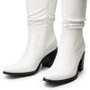 image:imageDREAM PAIRS Womens KneeHigh Boots Comfortable Chunky Block Heel Pointed Toe Pull On Side Zipper Suede Slouch Riding BootsWhitepu