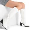 image:imageDREAM PAIRS Womens KneeHigh Boots Comfortable Chunky Block Heel Pointed Toe Pull On Side Zipper Suede Slouch Riding BootsWhitepu
