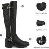 image:imageDREAM PAIRS Womens KneeHigh Boots Comfortable Chunky Block Heel Round Toe Side Zipper Riding Fashion Buckles Biker Motorcycle BootsBlack