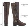 image:imageDREAM PAIRS Womens KneeHigh Boots Comfortable Chunky Block Heel Round Toe Side Zipper Riding Fashion Buckles Biker Motorcycle BootsBrown
