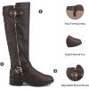 image:imageDREAM PAIRS Womens KneeHigh Boots Comfortable Chunky Block Heel Round Toe Side Zipper Riding Fashion Buckles Biker Motorcycle BootsBrown