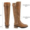 image:imageDREAM PAIRS Womens KneeHigh Boots Comfortable Chunky Block Heel Round Toe Side Zipper Riding Fashion Buckles Biker Motorcycle BootsCamel