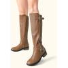 image:imageDREAM PAIRS Womens KneeHigh Boots Comfortable Chunky Block Heel Round Toe Side Zipper Riding Fashion Buckles Biker Motorcycle BootsCamel