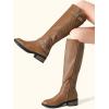 image:imageDREAM PAIRS Womens KneeHigh Boots Comfortable Chunky Block Heel Round Toe Side Zipper Riding Fashion Buckles Biker Motorcycle BootsCamel