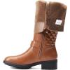 image:imageDREAM PAIRS Womens KneeHigh Boots Comfortable Chunky Block Heel Round Toe Side Zipper Riding Fashion Buckles Biker Motorcycle BootsLight Brown