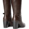 image:imageDREAM PAIRS Womens KneeHigh Boots Comfortable Chunky Block Heel Side ZipperBrownpu