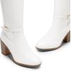 image:imageDREAM PAIRS Womens KneeHigh Boots Comfortable Chunky Block Heel Side ZipperWhitepu